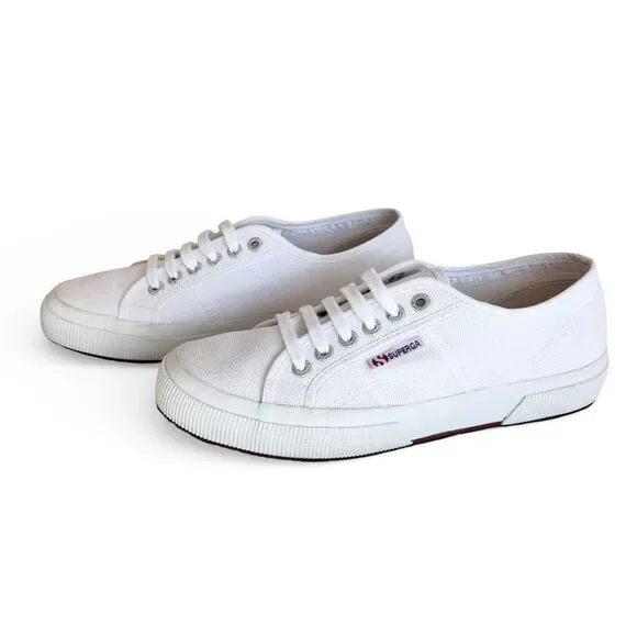 Superga Cotu Classic White Sneakers Women’s Size 8 Low Top Canvas Lace Up Shoes - Picture 6 of 11
